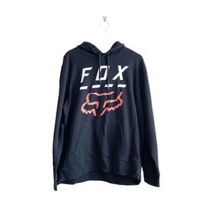 Fox Racing Men's Logo Print Drawstring Pullover Hoodie Black Size XL